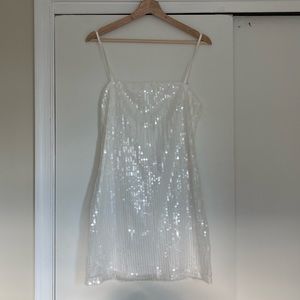 White Sequin Mini Dress